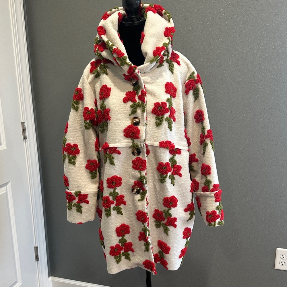 Floral Hooded Women's Coat